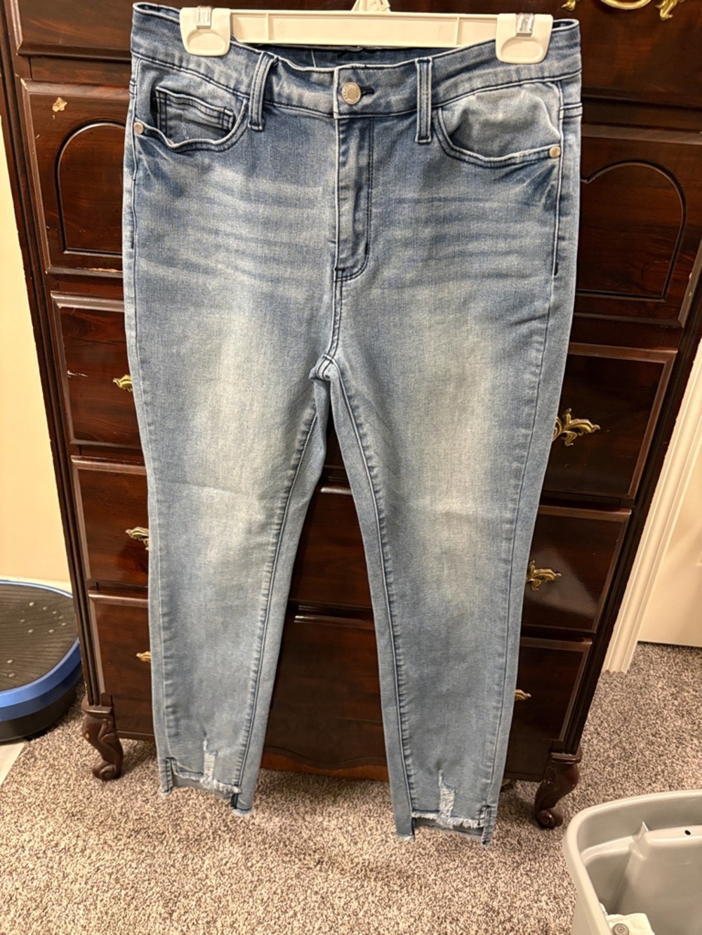 Judy Blue Light Wash Skinny Jeans with Raw Hem